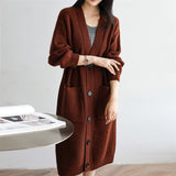 Women Knitted Cardigan Retro Loose Thick Sweater