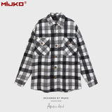MIJKO Mens Jacket Plaid Multicolor Mainstream Fashion Jacket
