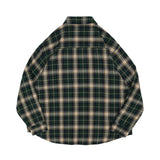 Men Long Sleeved T Shirt Spring and Autumn Lattice Shirt Men Letter Embroidery Loose Shirt Coat