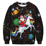 Black Christmas Sweater Unicorn 3D Printed Crew Neck Sweatshirt Casual Loose Autumn and Winter