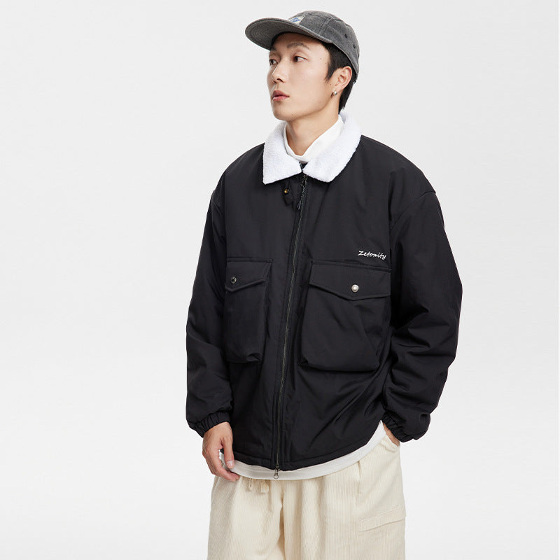 Unisex Coat Lamb Fur Winter Loose Cotton Coat