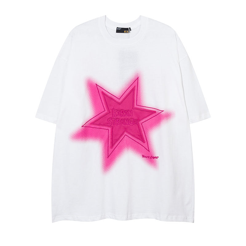 Men T-Shirt Summer Graffiti Patch All-Matching