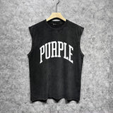 Purple Brand Distressed Tank T Shirts Distressed Sleeveless T-shirt Vest