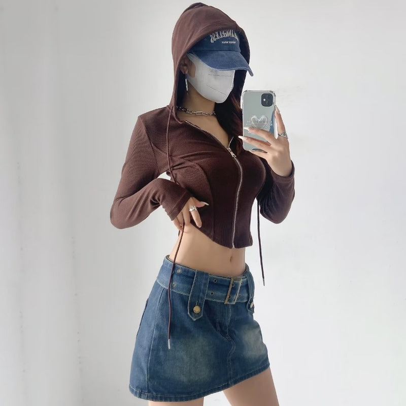 Women Hoodie Sexy Short Slim Fit