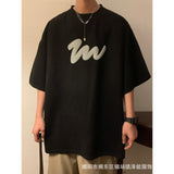 Men T Shirt Suede Summer Vintage Puff Print