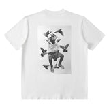 Men T-Shirt Oversize Letter Print Heavy Short Sleeve Loose