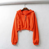 Women Hoodie Half Loose Zip Idle Style Short
