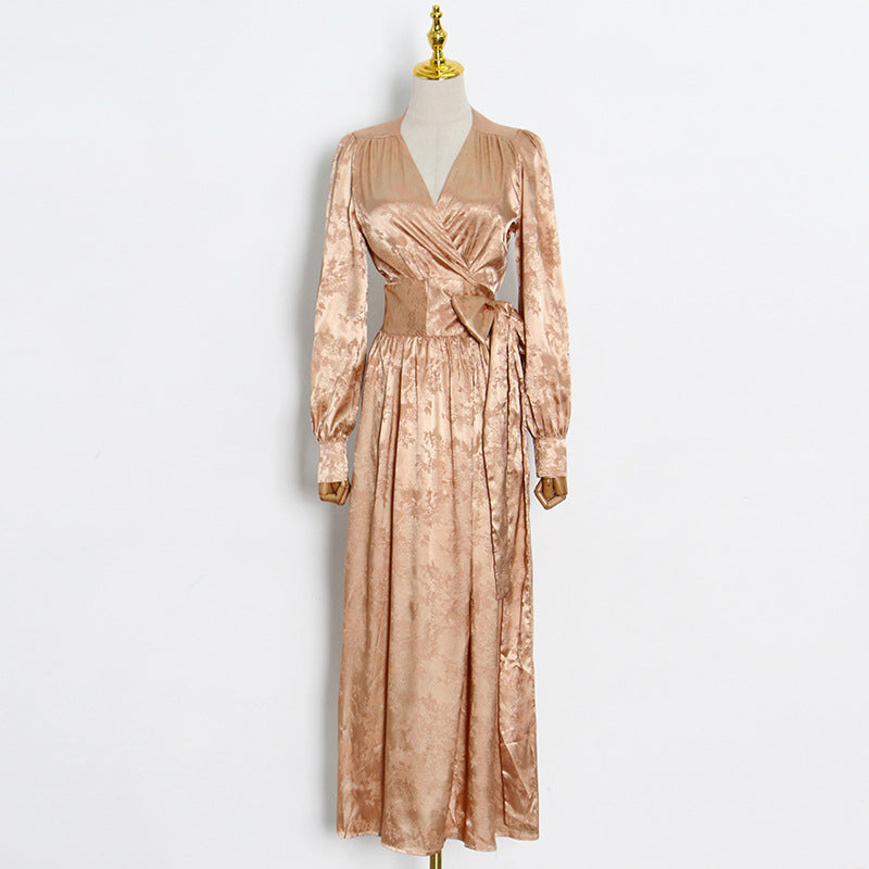 Bohemian Dress Fashion V-neck Design Tied Dress