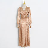 Bohemian Dress Fashion V-neck Design Tied Dress