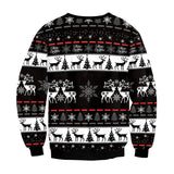 Ugly Christmas Sweater Animal Deer Digital Printed round Neck Long Sleeve T-shirt Couples Sweater