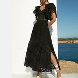 Bohemian Dress Hollow out Lace Split Dress