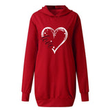Valentine's Day Dress Autumn and Winter Hooded Printed Sweater Dress Women's Clothing