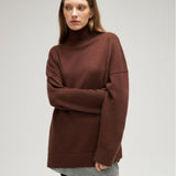 Women Work Business Casual Sweats Knitted High Collar Loose Winter Sweater