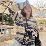 Women Knitted Cardigan Retro Creative Design Loose Knitted Sweater