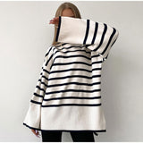 Women Work Business Casual Sweats Striped Loose Casual Sweater