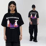Vintage T-shirts Washed and old white ink printed short-sleeved T-shirts