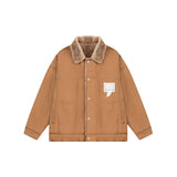 Unisex Coat University Style Plush Cotton Jacket Reversible Coat