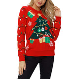 Ugly Christmas Sweater Loose Casual Christmas Tree Snowman Sweater