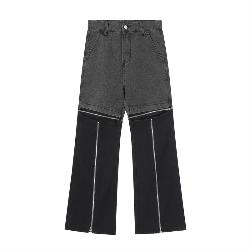 Men Jeans Detachable Trousers Zipper Stitching Dual-Use
