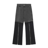 Men Jeans Detachable Trousers Zipper Stitching Dual-Use