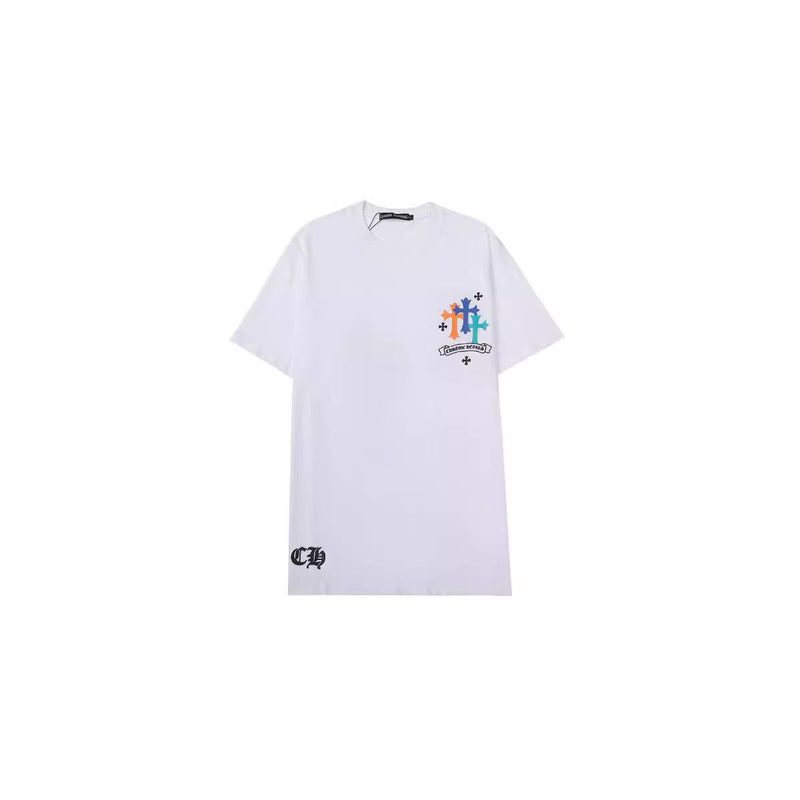CHH Chrome Heart T Shirts Croix Cross Color Leather Printed Short Sleeve T-Shirt