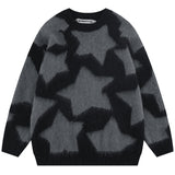 Men Sweater Five-Pointed Star Jacquard Crew Neck Sweater