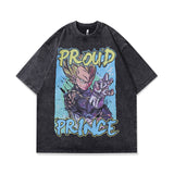 Men T-Shirt Summer Cartoon Animation Printed Distressed
