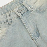 Men Jeans Hole Loose Burrs Casual Retro