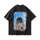Men T-shirt Retro Hip Hop Portrait Printing