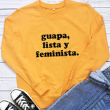 Guapa Lista Y Feminist Spanish Print Cotton Women's Sweatshirt