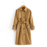 Women Trench Coat British Style Retro Waist-Controlled Trench Coat Mid-Length