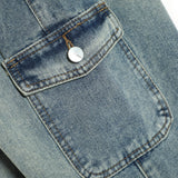 Men Jeans Personality Design Workwear with Pocket Bell-Bottom Pants