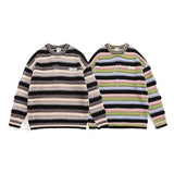 Women Sweater Striped Openwork Knitted Top Vintage