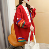 Women Knitted Cardigan Fashion Loose Preppy Style Sweater