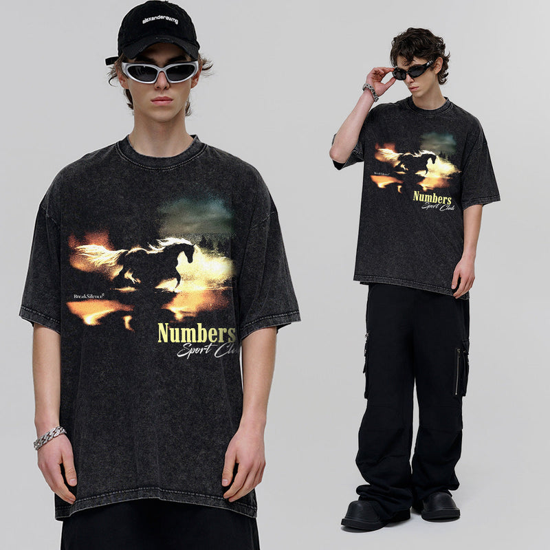 Vintage T-shirts American Vintage Washed Old Short Sleeve T-Shirts