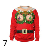 Ugly Christmas Sweater Spoof Sexy Navel Hair Printed round Neck Pullover Couple Sweater