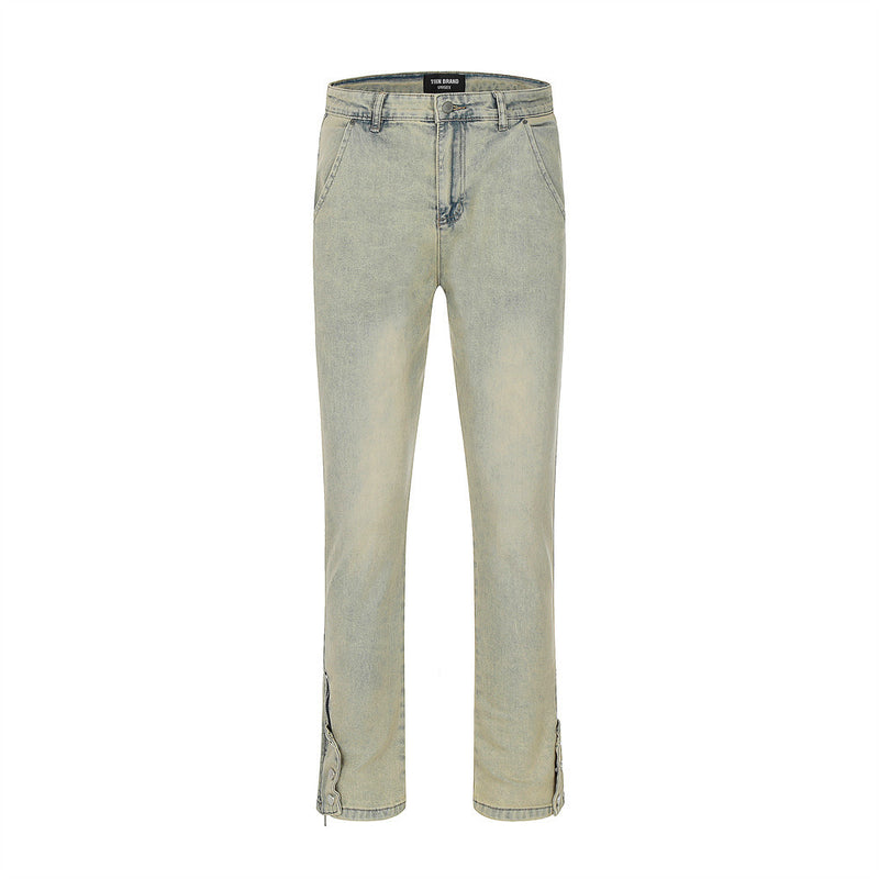 Men Jeans Zipper Slit Loose