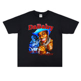 Rock Star T Shirt Rap Dababy Personality Character Print T-shirt Short Sleeve Loose Cotton