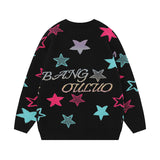 Women Sweater Sweet Cool Star Jacquard Knitted Couple Sweater Oversize