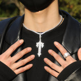 Jewelry Hip Hop T Letter Pendant Gold Set T Square Zircon Necklace Armament Crosses Egypt Pieces St. Valentine's