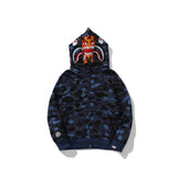 Ape Hoodie Double Hat Tiger Head Sweater Men's Cardigan
