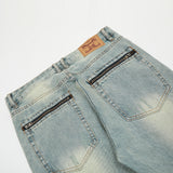 Men Jeans Ripped Rough Edges Distressed Cardigan with Buttons
