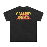 Gallery Dept T Shirts TV Printing Washed Distressed Short Sleeve plus Size
