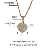 Jewelry copper zircon ins love pendant hiphop necklace St. Valentine's rapper