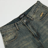 Men Jeans Bell-Bottom Pants Ripped Distressed Loose