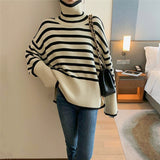 Women Pullover Sweater Striped Sweater Loose Temperament