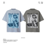 American vintage street T-shirt pure cotton men's and women's summer loose