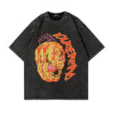 Men T-Shirt Printed Wash round Neck T Retro Short Sleeve T-shirt