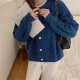 Women Knitted Cardigan Loose Retro Sweater