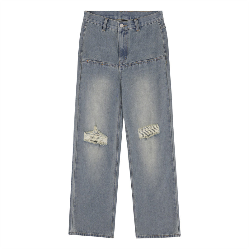 Men Jeans Ripped White Stitching